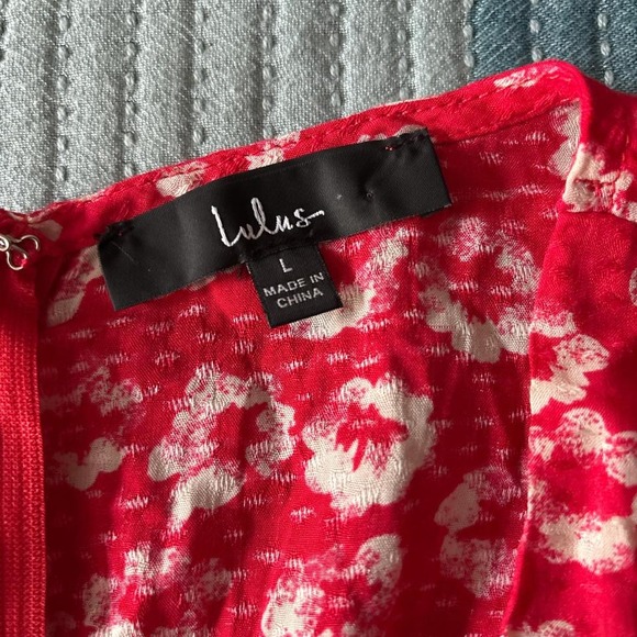Lulus red floral wrap-style mini dress - Picture 2 of 2
